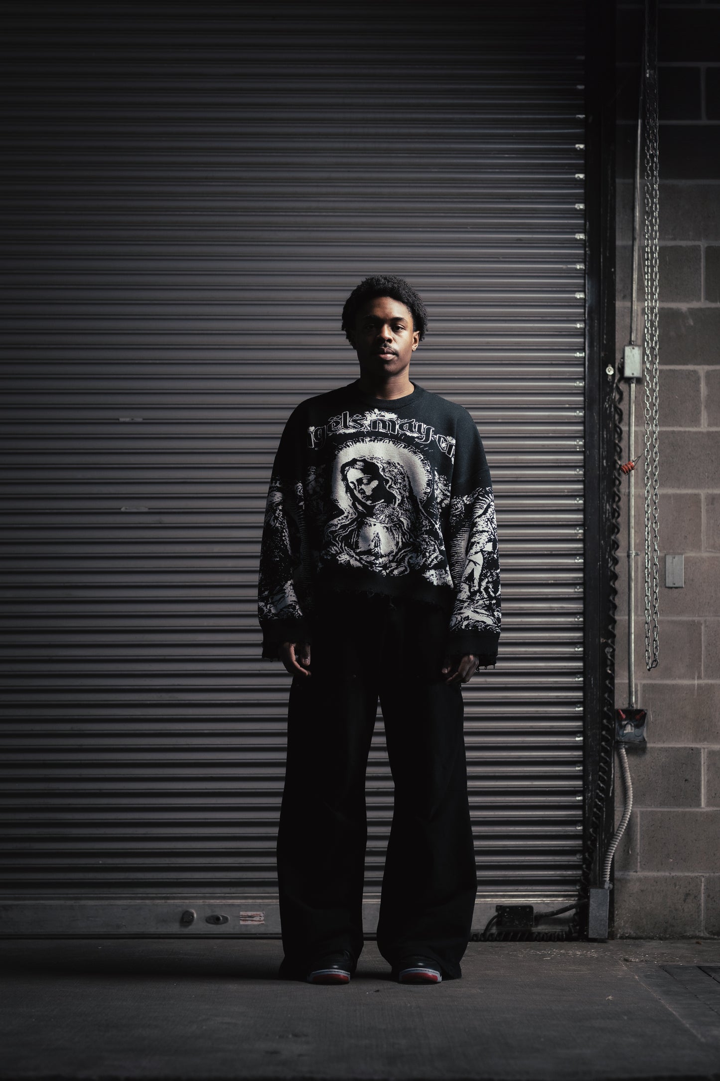 Hail Mary Knit Sweater- Aged Black