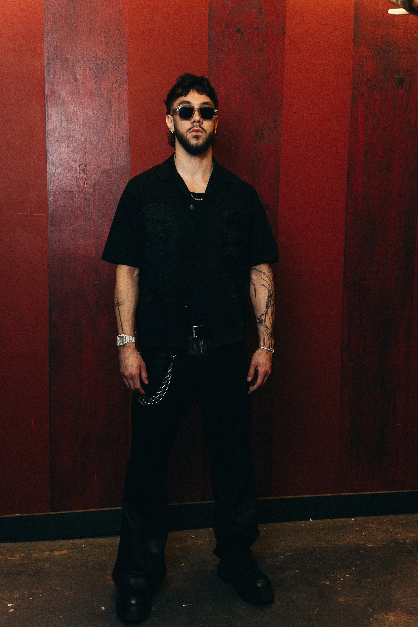 Heaven Sent Bowling Shirt- Black