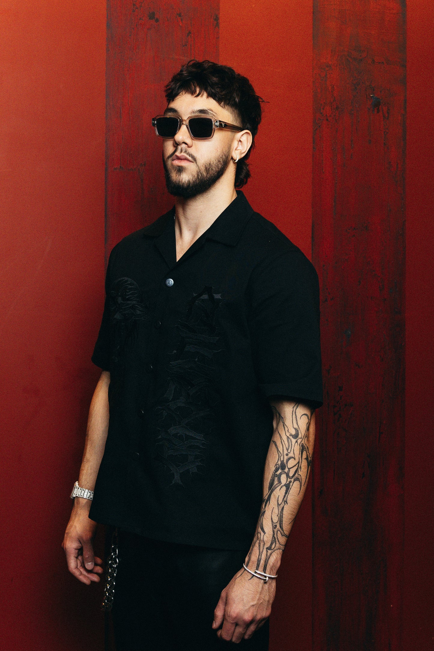 Heaven Sent Bowling Shirt- Black