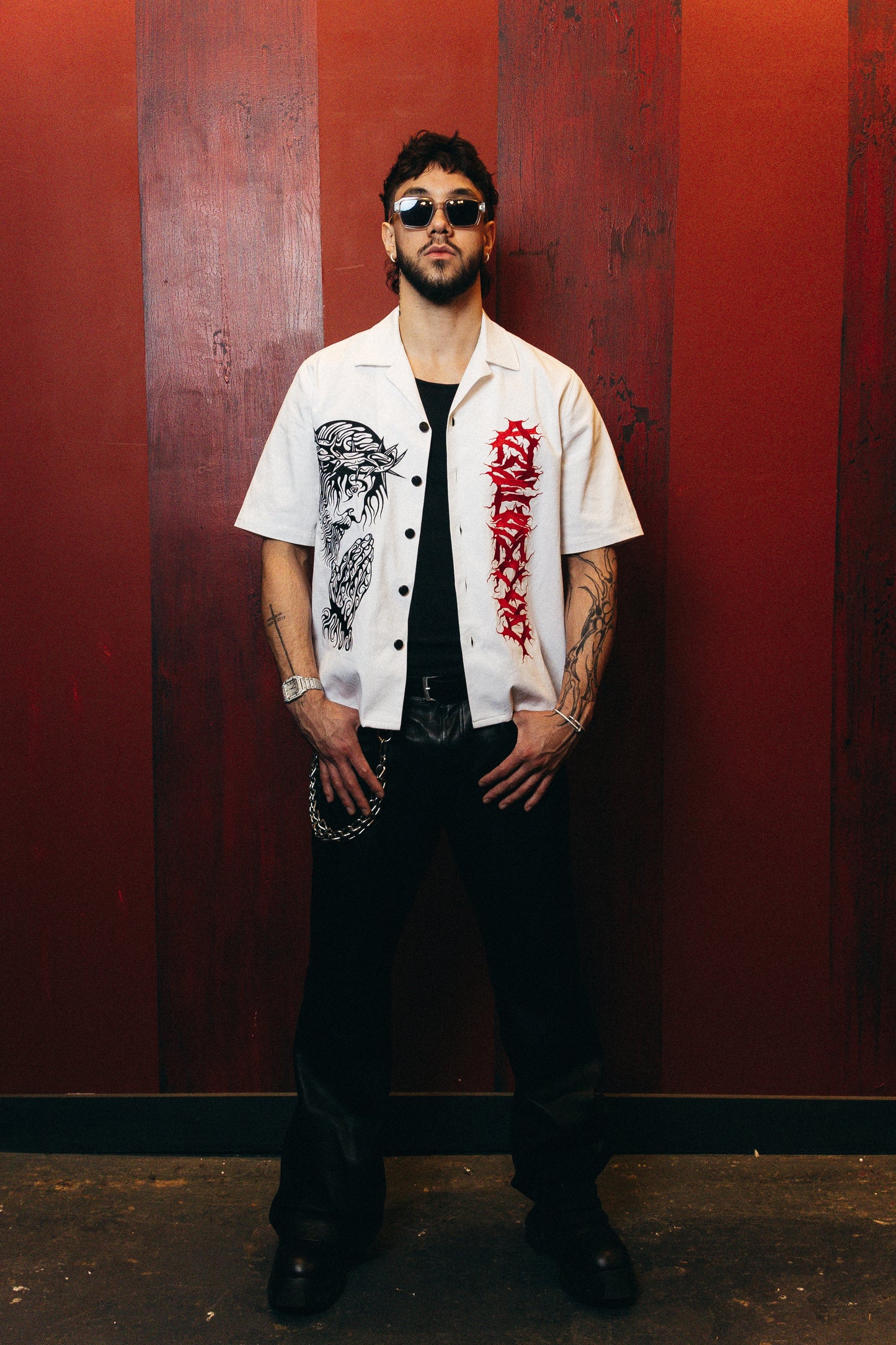 Heaven Sent Bowling Shirt- White