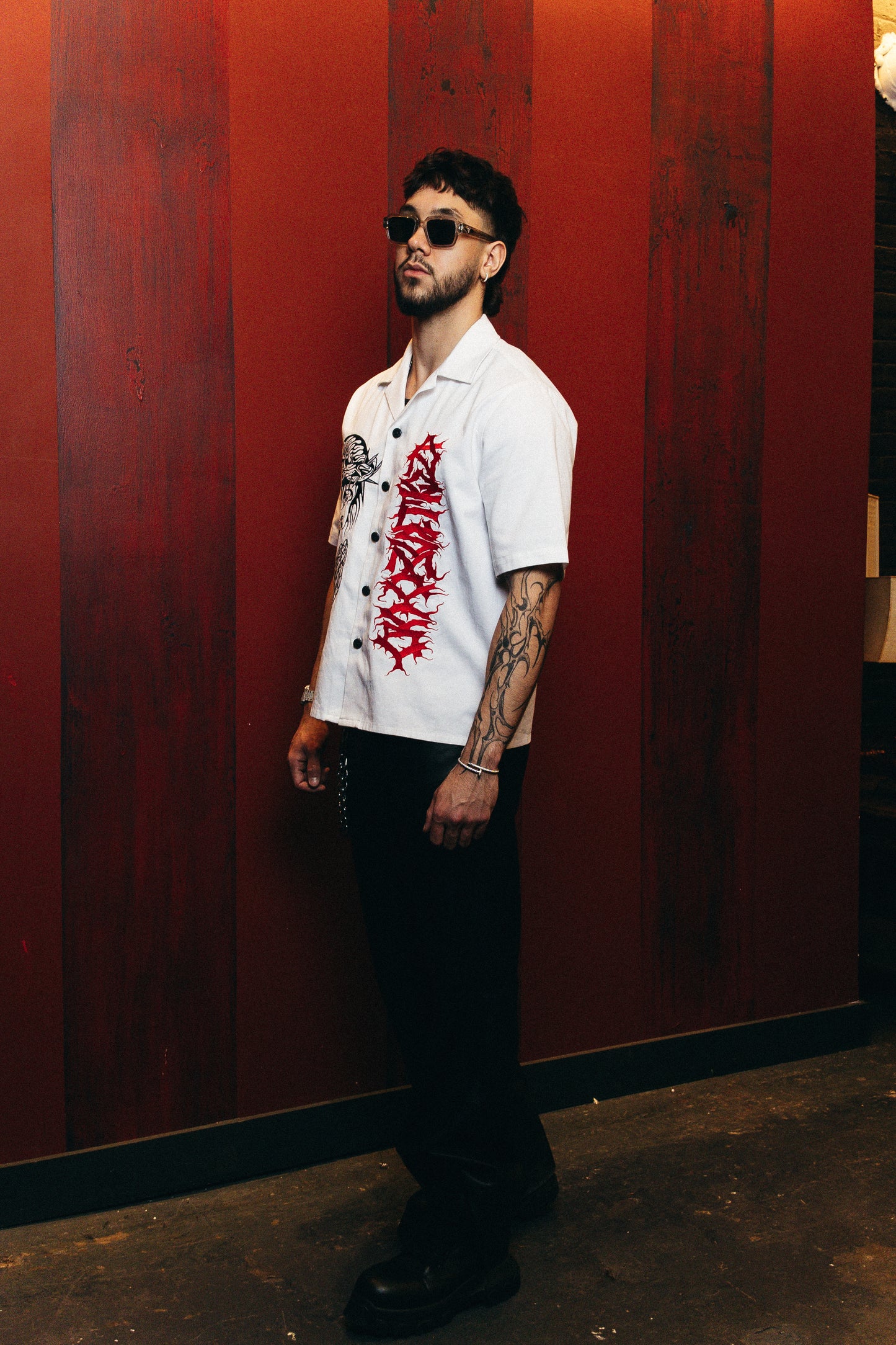 Heaven Sent Bowling Shirt- White