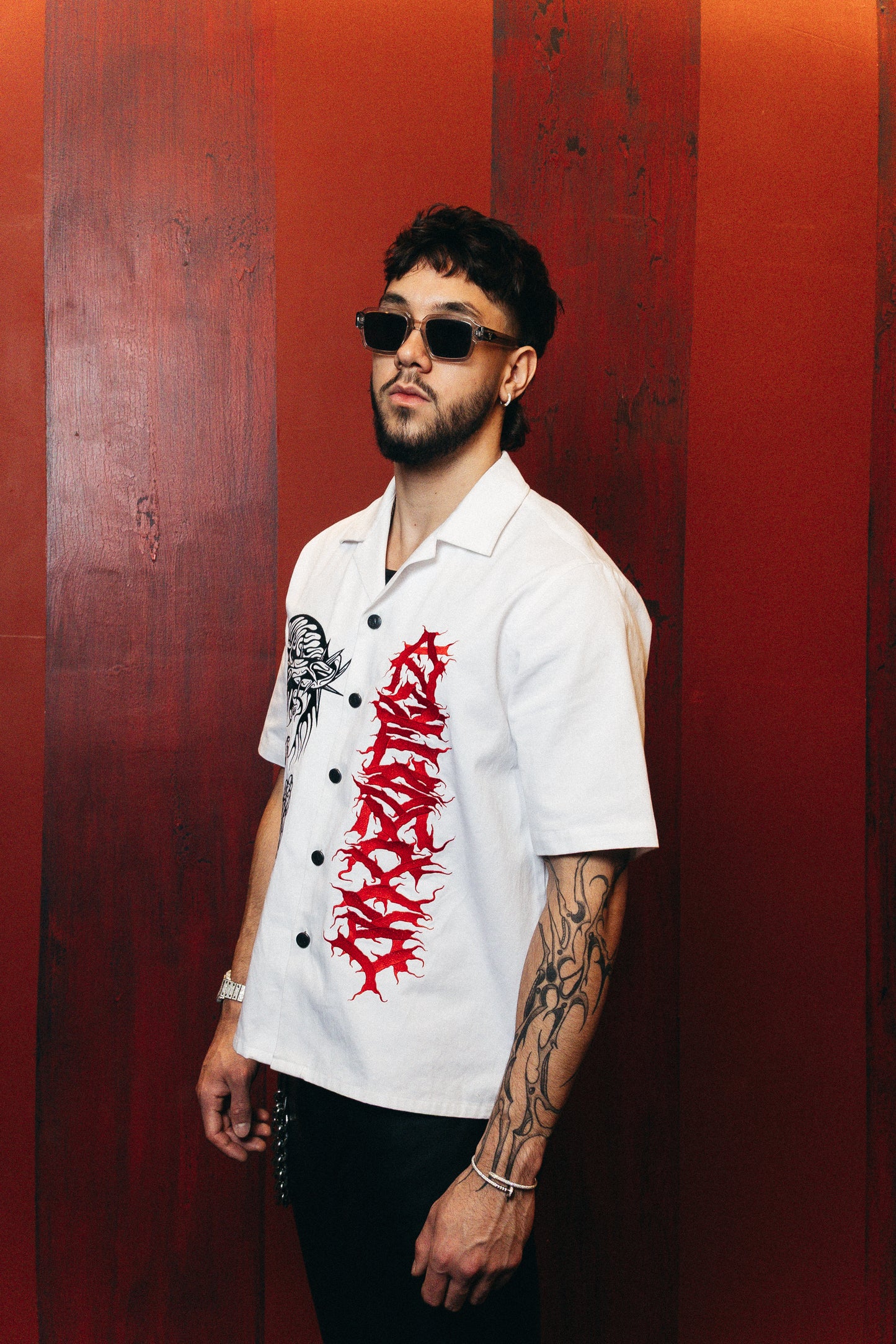 Heaven Sent Bowling Shirt- White