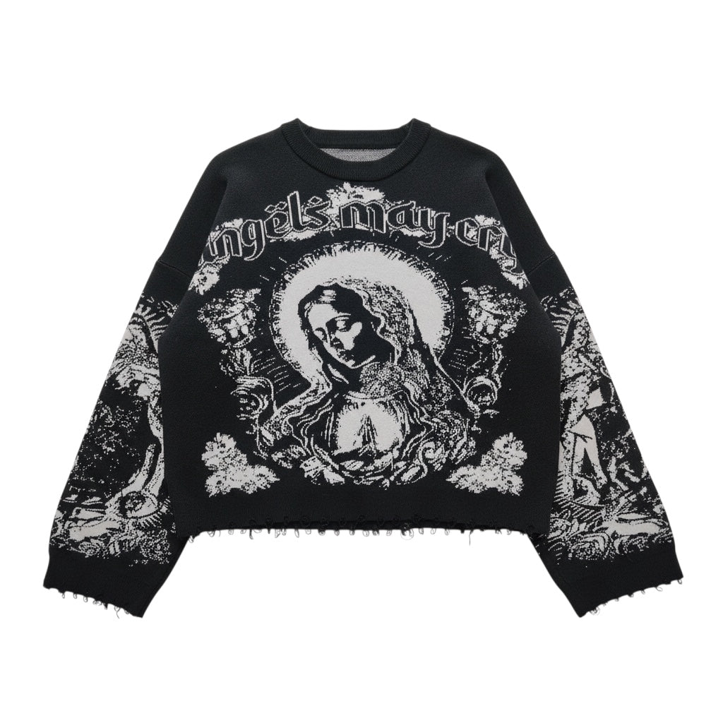 Hail Mary Knit Sweater- Aged Black