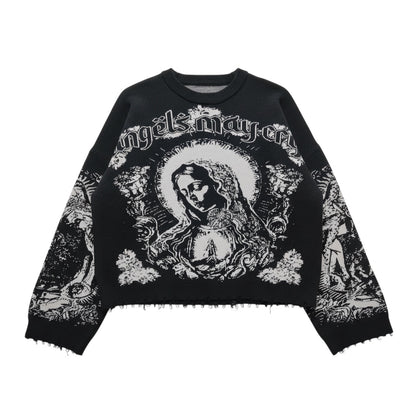 Hail Mary Knit Sweater- Aged Black