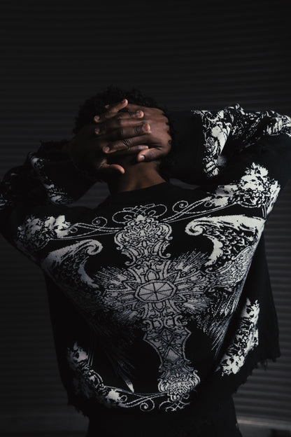 Hail Mary Knit Sweater- Aged Black