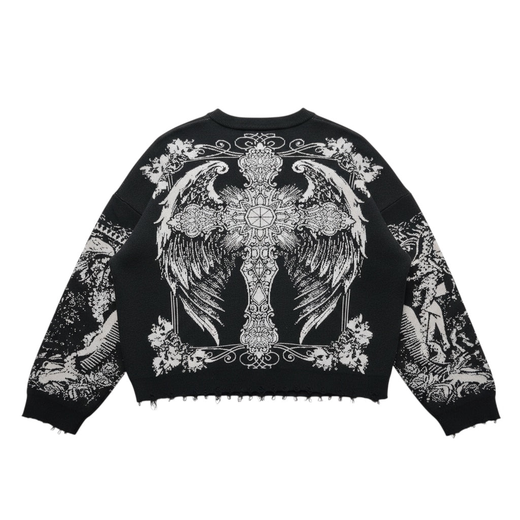 Hail Mary Knit Sweater- Aged Black