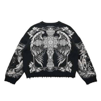 Hail Mary Knit Sweater- Aged Black