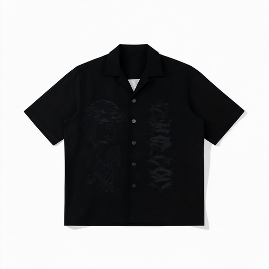 Heaven Sent Bowling Shirt- Black