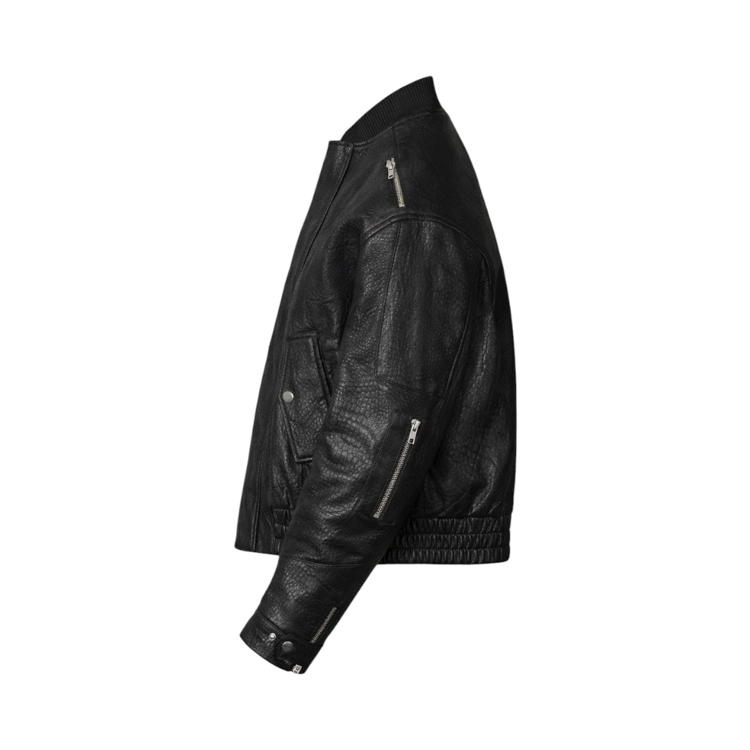 Sheepskin Bomber Jacket- Concrete Black