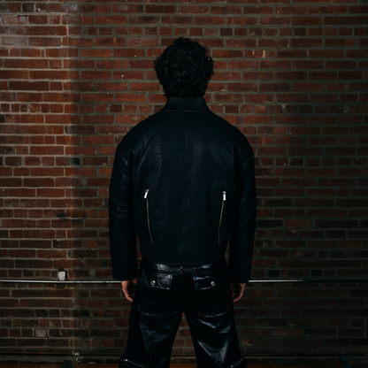 Sheepskin Bomber Jacket- Concrete Black