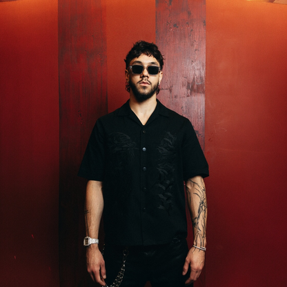 Heaven Sent Bowling Shirt- Black