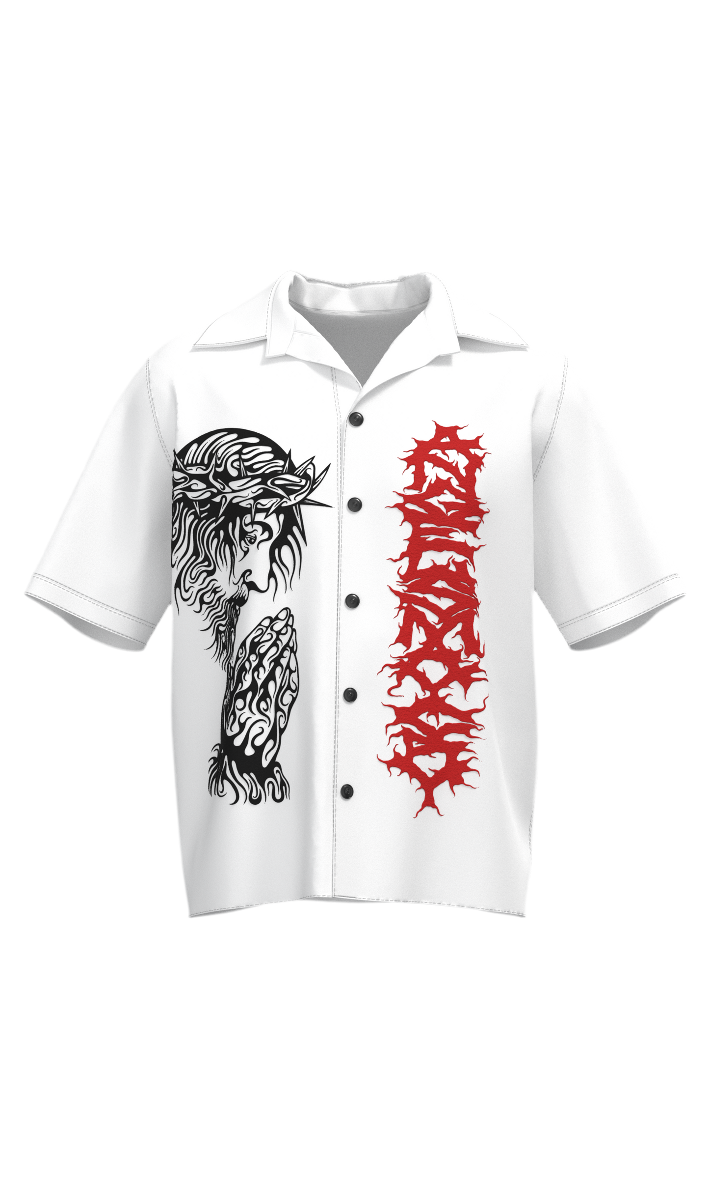 Heaven Sent Bowling Shirt- White