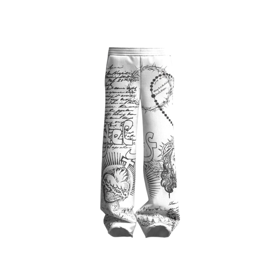 Divine Ink Sweatpant- White