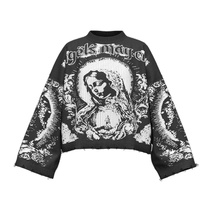 Hail Mary Knit Sweater- Aged Black